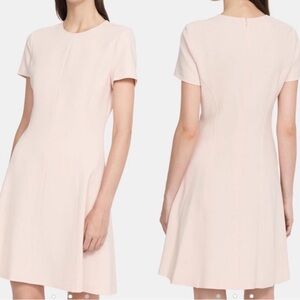 THEORY Modern Seamed Shift Dress in Sheer Pink/Admiral Crepe